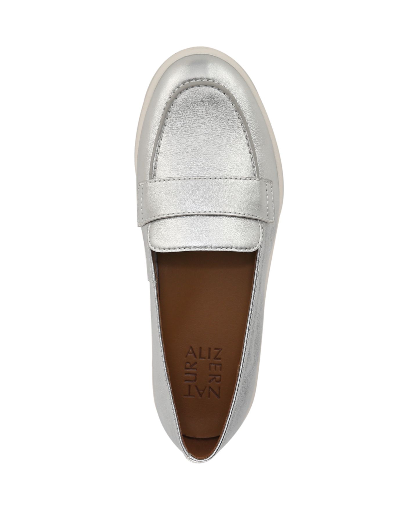 Женские туфли Naturalizer Karis Closed Round Toe Hybrid Penny, цвет: Серебряный кожаный — фото 4