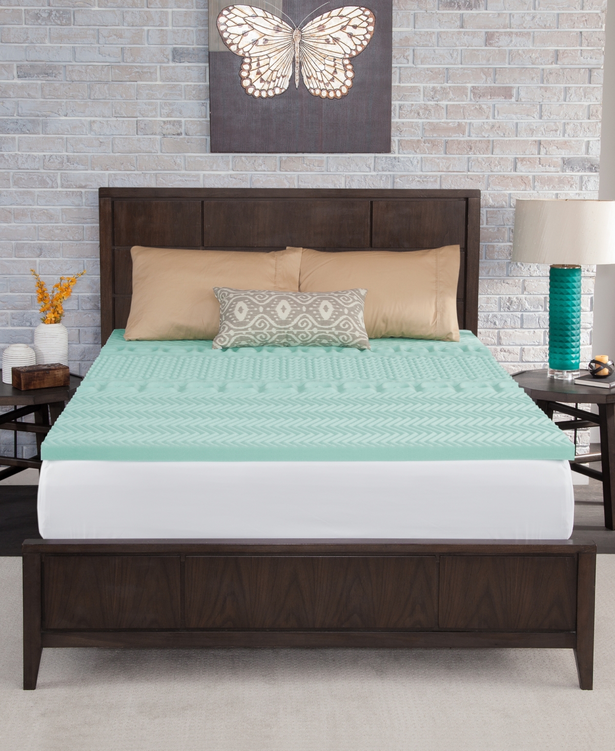 Dream Serenity Ecozone 2" Memory Foam Mattress Topper, Twin Xl In Blue