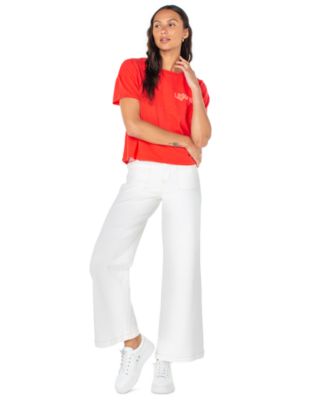 Juniors' Cotton Hibiscus Lover Crewneck Tee