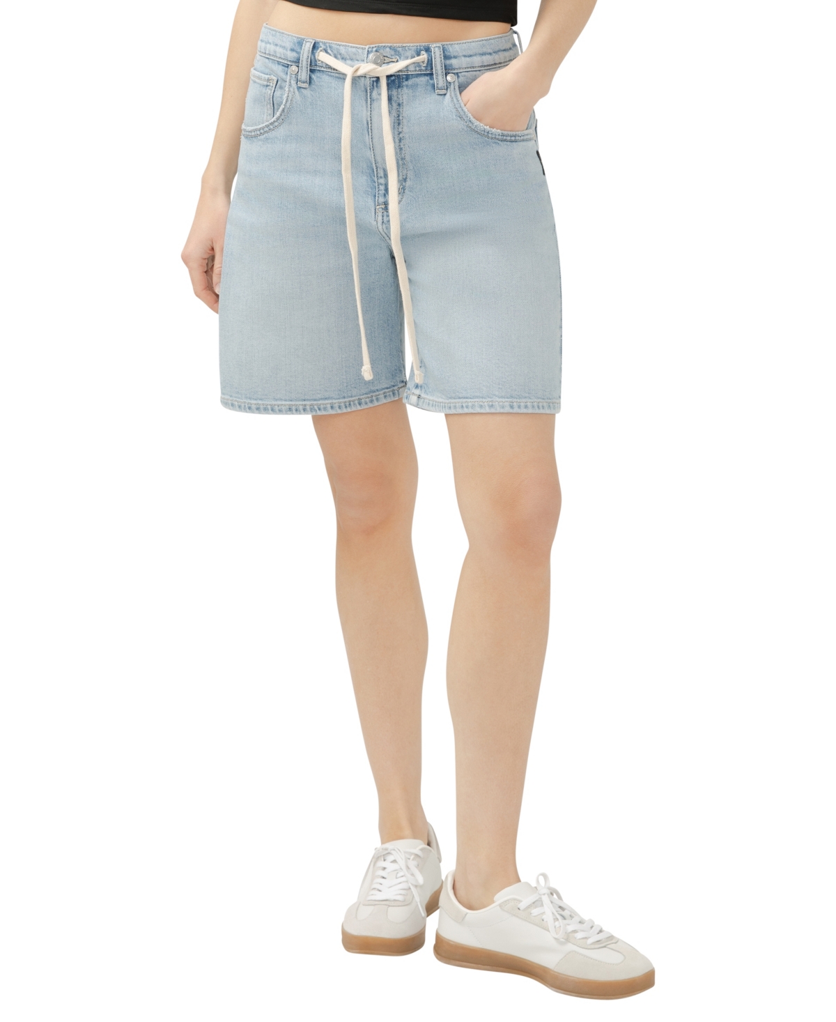 SILVER JEANS CO. WOMEN'S BE EASY HIGH RISE DRAWSTRING SHORTS 