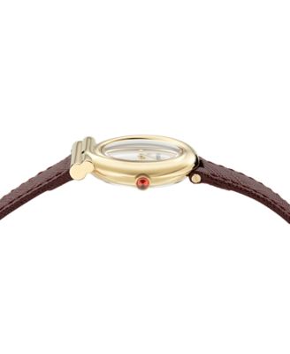 Women's Swiss Gancini Twisted Burgundy Leather Strap Watch 28mm