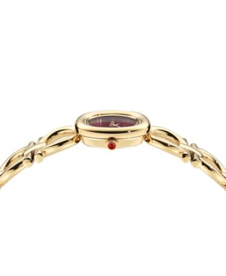 Women's Swiss Double Gancini Gold Ion Plated Link Bracelet Watch 25mm