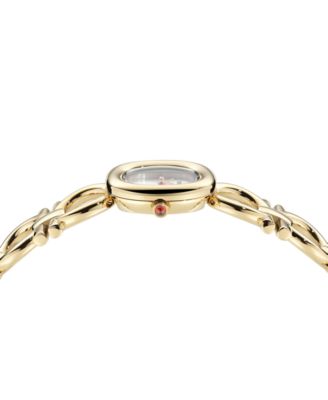 Women's Swiss Double Gancini Gold Ion Plated Link Bracelet Watch 25mm
