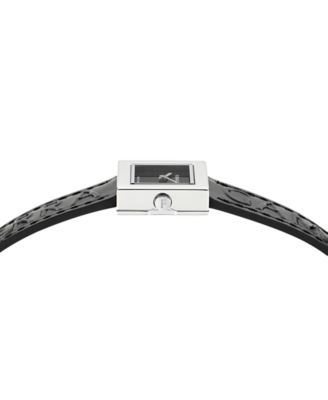 Women's Swiss Portrait Black Leather Strap Watch 20mm