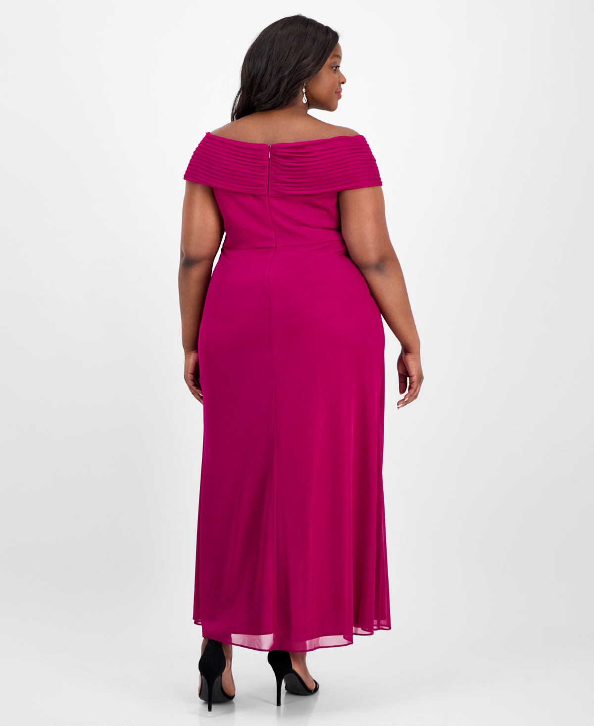 Alex Evenings Plus Size Rosette-trim Slit-front A-line Dress In Magenta