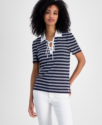 Tommy Hilfiger - Women's Dot-Stripe Polo Shirt