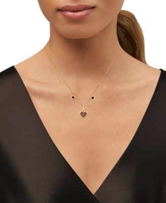 Amethyst (3/4 ct. t.w.) & Diamond Accent Triple Heart 18" Pendant Necklace in 14k Gold-Plated Sterling Silver