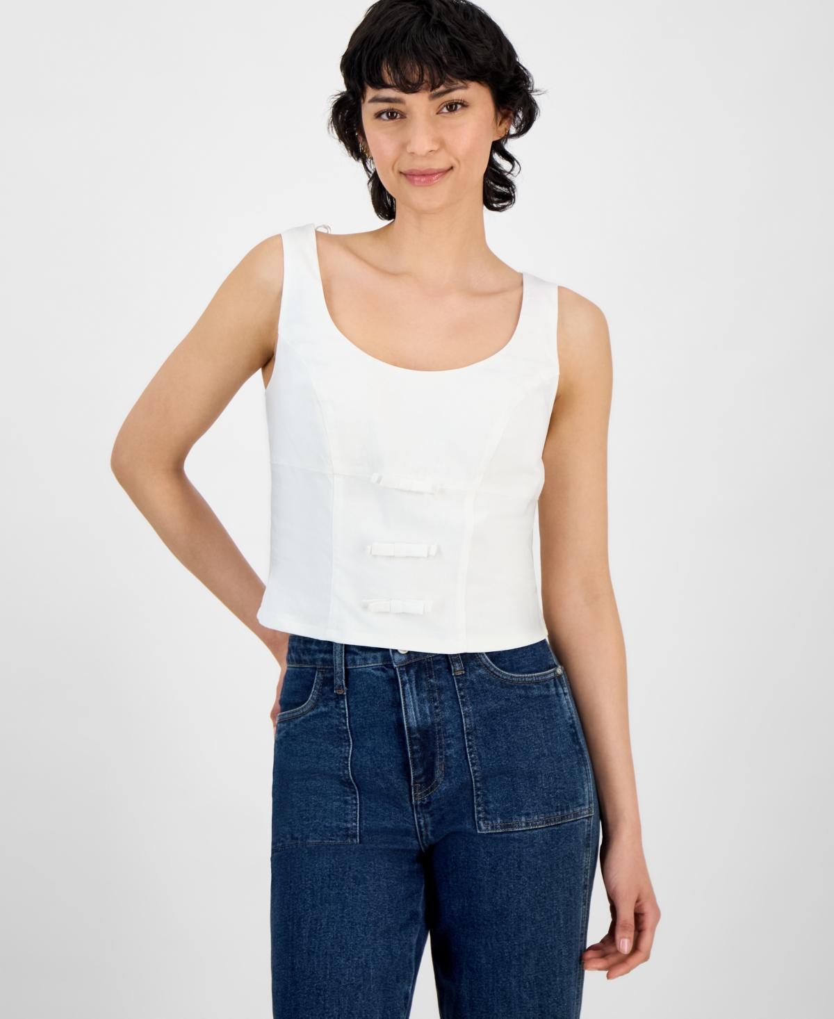 And Now This Women's Pointelle Knit Sleeveless Sweater, Created For Macy's In White