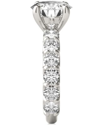 Moissanite Solitaire & Trellis-Set Side Stone Ring (3-3/4 ct. t.w.) in 14k White Gold