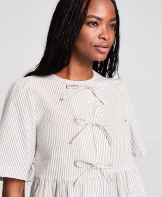 Women's Cotton Tie-Front Peplum Top, Exclusively at Macy's