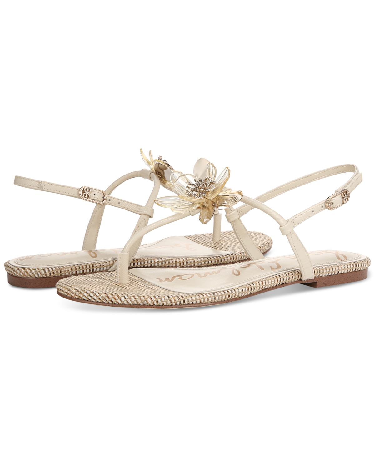 Sam Edelman Women's Eden Flat Sandals In Modern Ivory Faux Leather