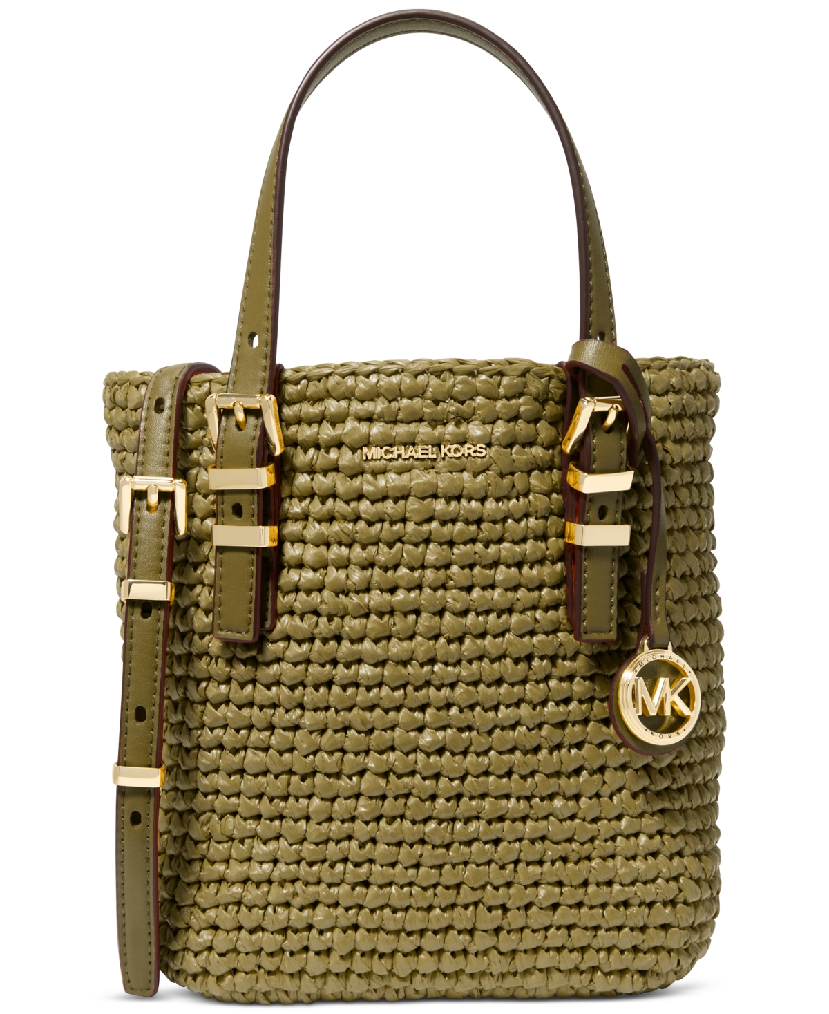 Michael Michael Kors Quinn Small North South Woven Tote Crossbody - Safari Green