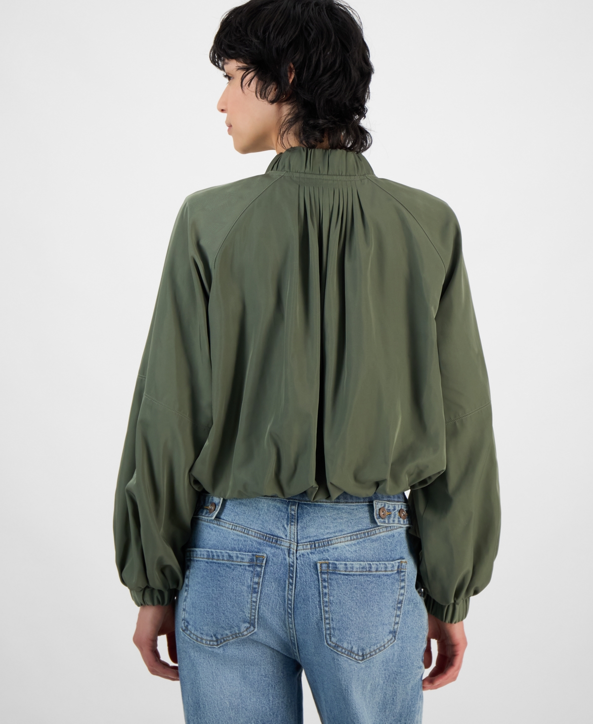 Bar Iii Women's Long-sleeve Bubble-hem Cargo Jacket, Exclusively At Macy's In Dusty Olive