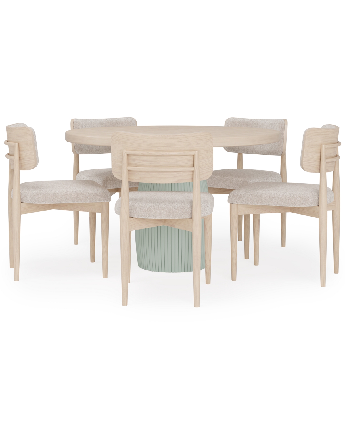 Macy's Lunare 6-pc. Dining Set (round Table & 5 Curved Chairs), Created For  In Sand,jade