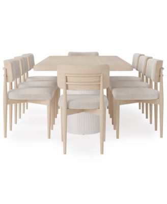 Lunare 9-Pc. Dining Set (Rectangular Table & 8 Curved Chairs)