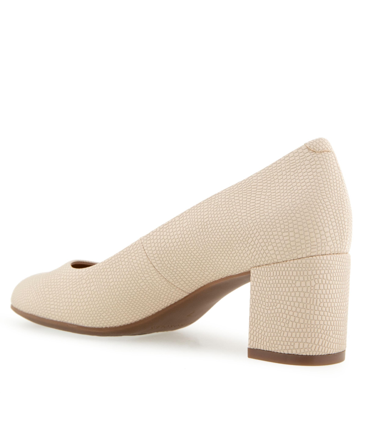 Shop Aerosoles Women's Ebel Round Toe Pump Heels In Light Stone Lizard Embossed Faux Leather