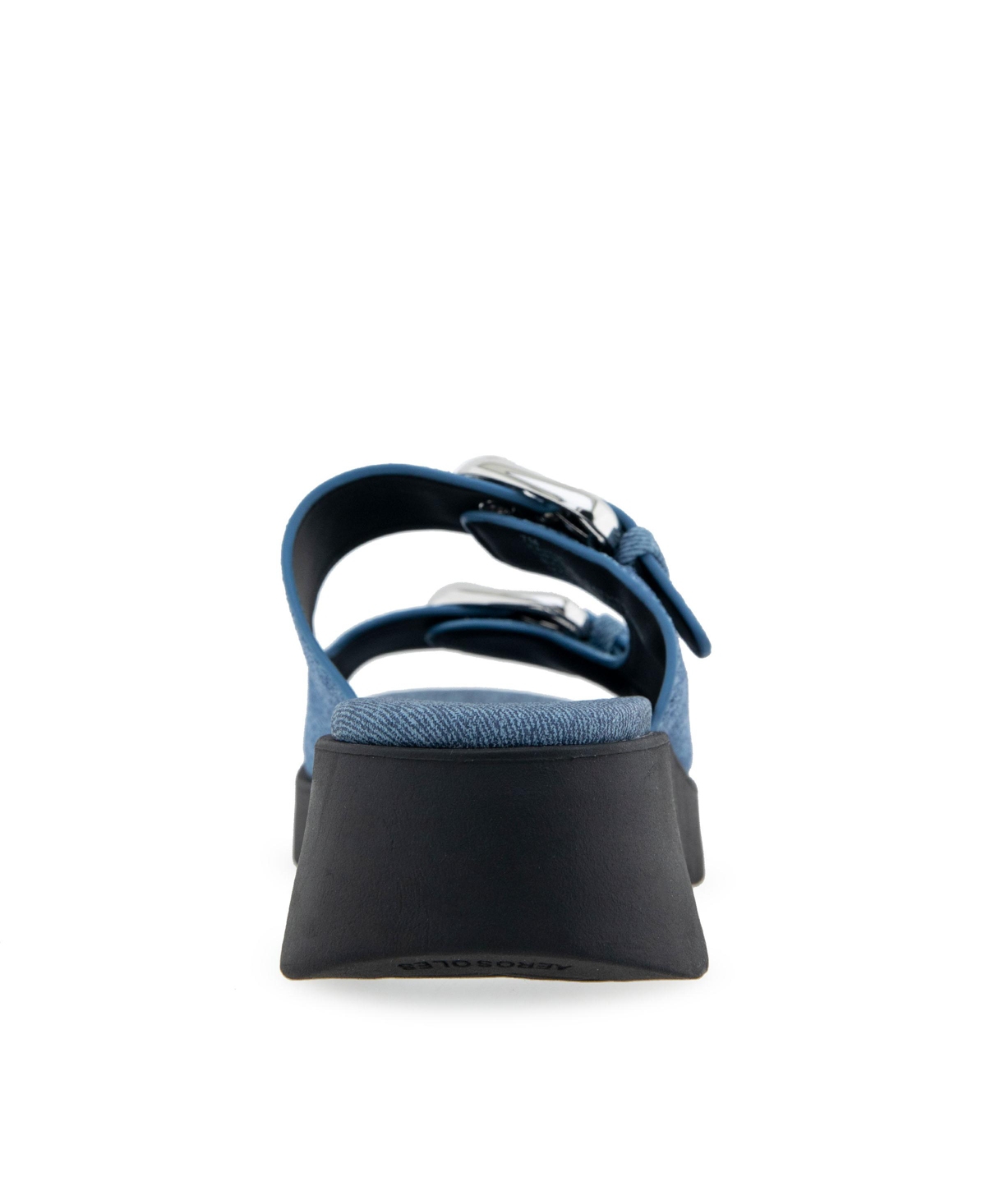 Shop Aerosoles Women's Faith Round Toe Flatform Sandals In Blue Denim Suede