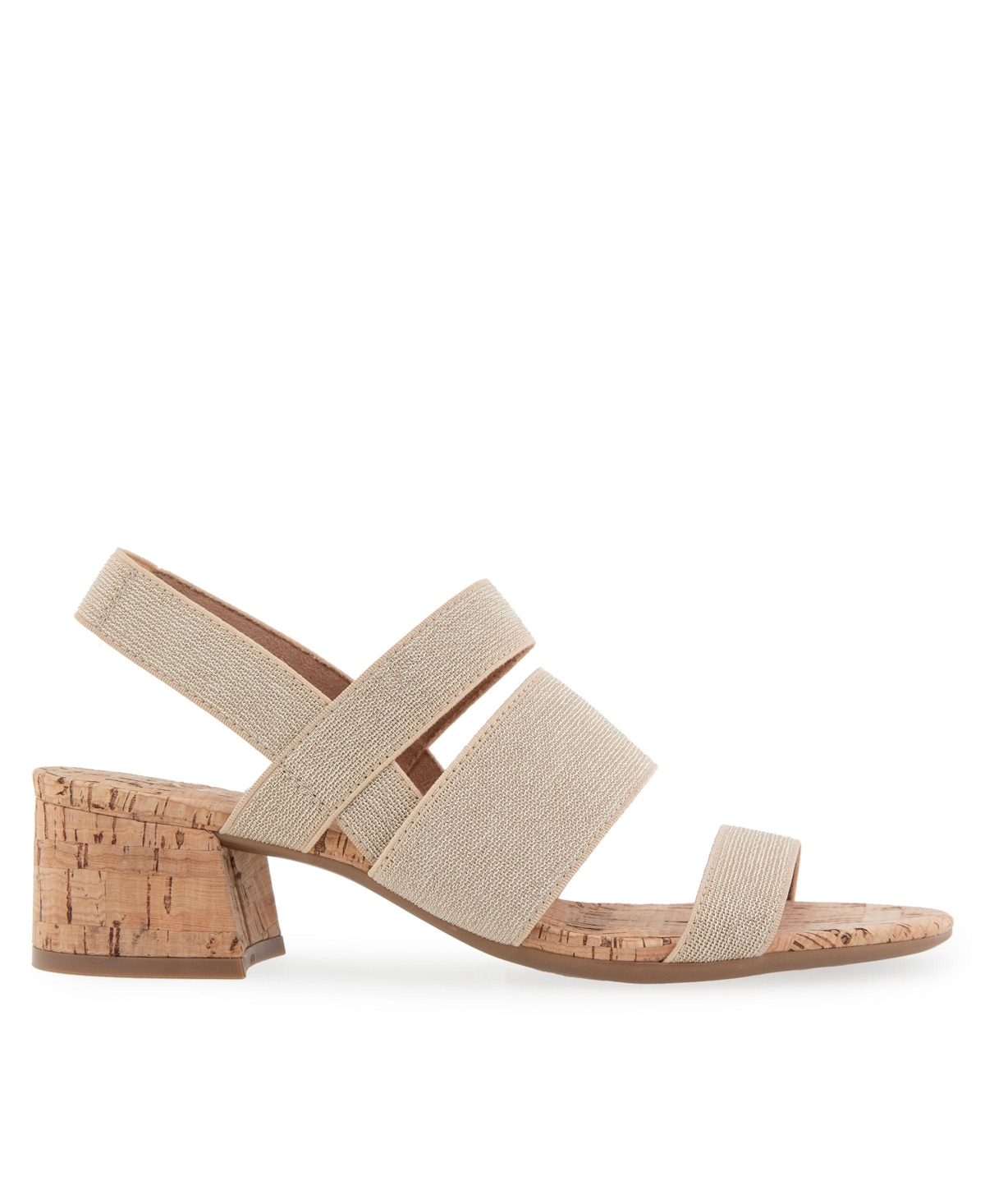 Shop Aerosoles Women's Chara Round Toe Slingback Sandals In Gold Metallic Elastic Fabric