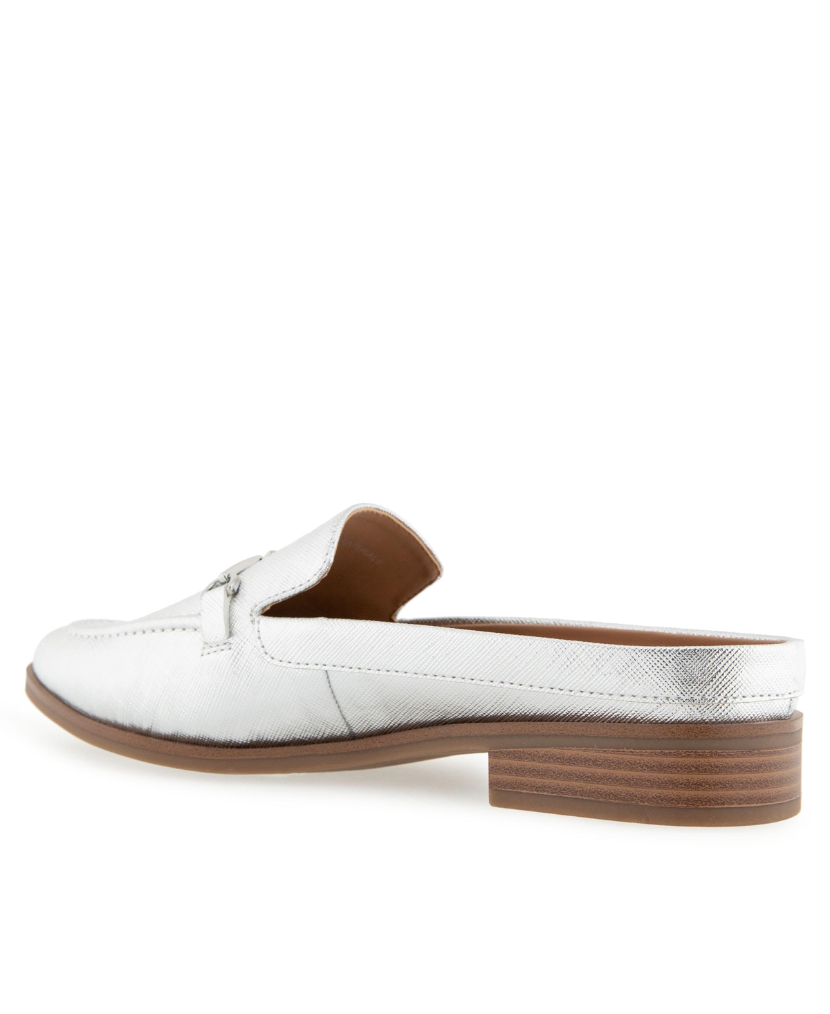 Shop Aerosoles Women's Erik Pointed Toe Flat Mules In Silver Metallic Textured Faux Leather