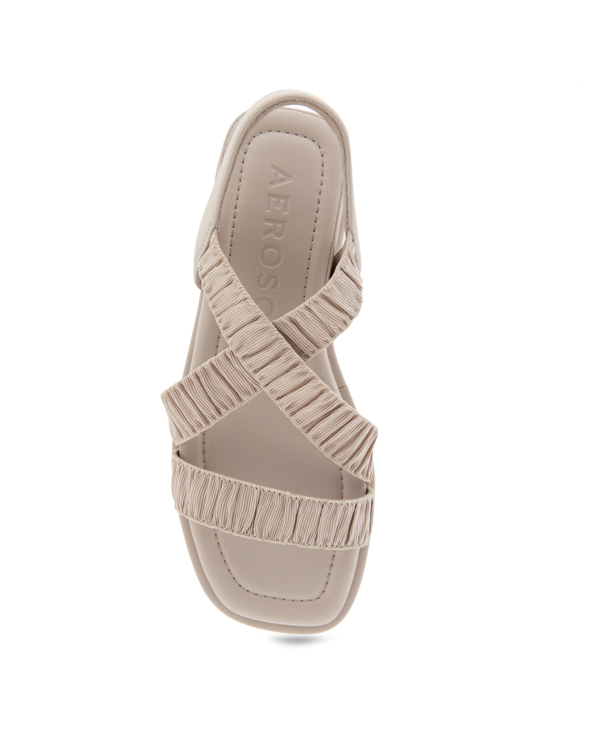 Shop Aerosoles Women's Bora Wedge Sandals In Stone Rouched Elastic Fabric