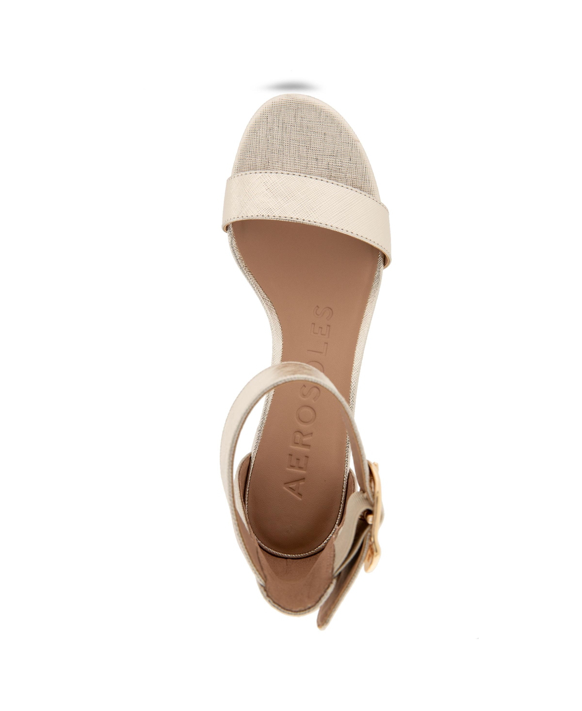 Shop Aerosoles Women's Carew Round Toe Dress Sandals In Gold Metallic Textured Faux Leather