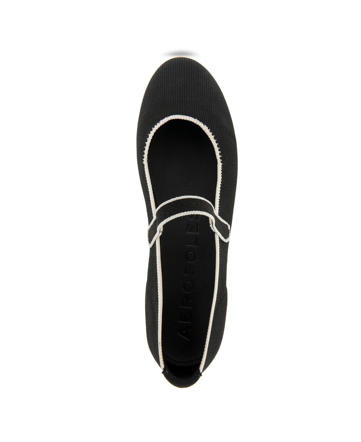 Shop Aerosoles Women's Perry Knit Round Toe Mary Jane Flats In Black Knit Fabric
