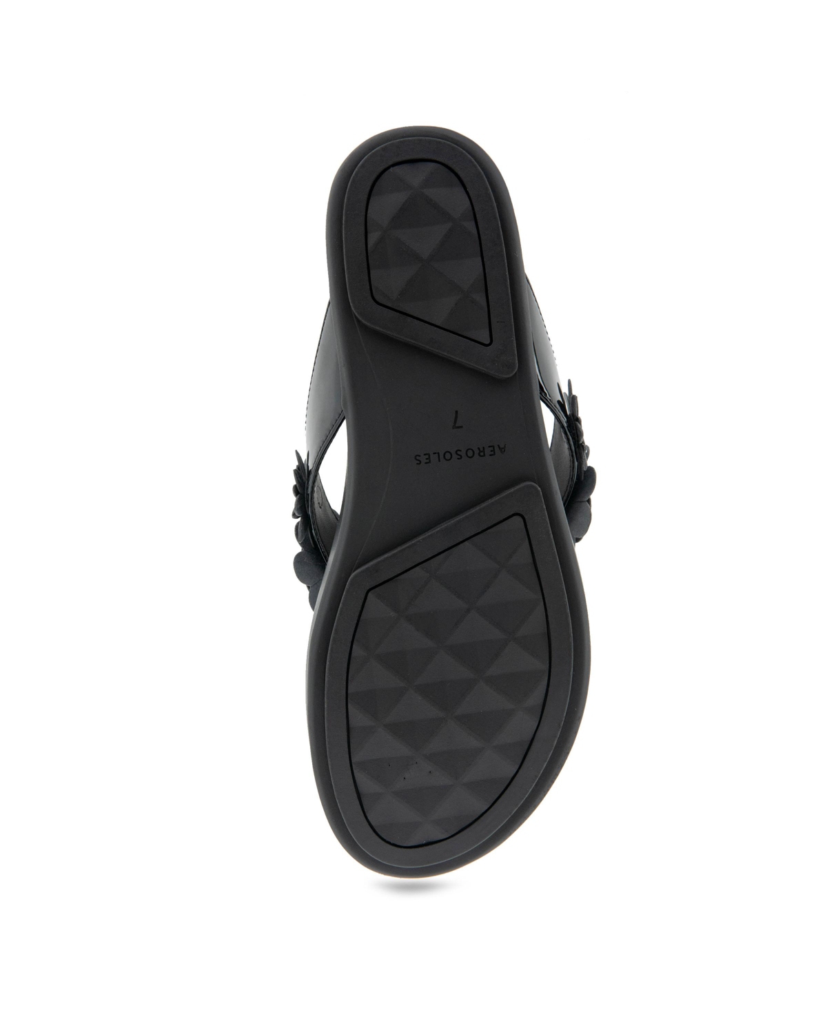 Shop Aerosoles Women's Farrah Round Toe Thong Sandals In Black Patent Faux Leather