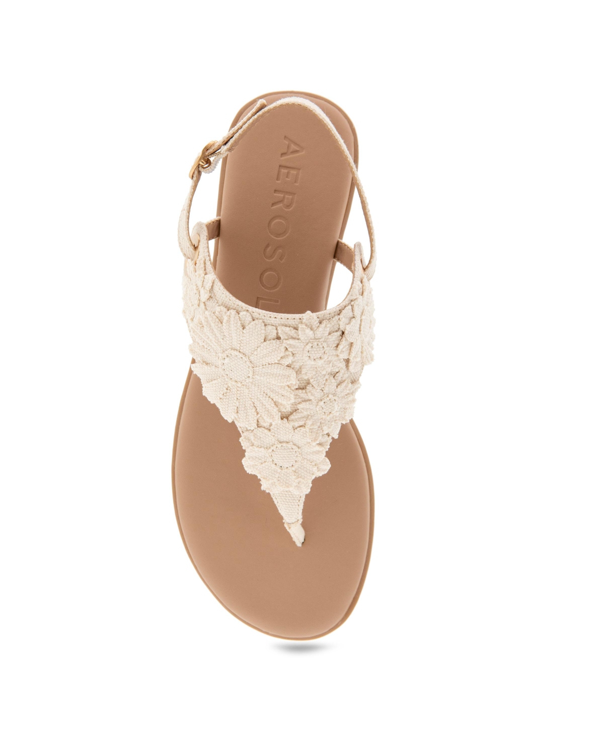 Shop Aerosoles Women's Connie Round Toe Flat Sandals In Natural Canvas