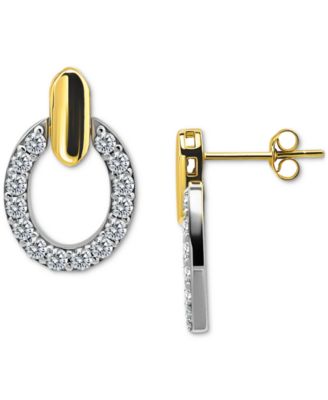 Cubic Zirconia Round Earrings (1-1/2 ct. t.w.) in 18k Gold over Sterling Silver (Also Available in Sterling Silver)