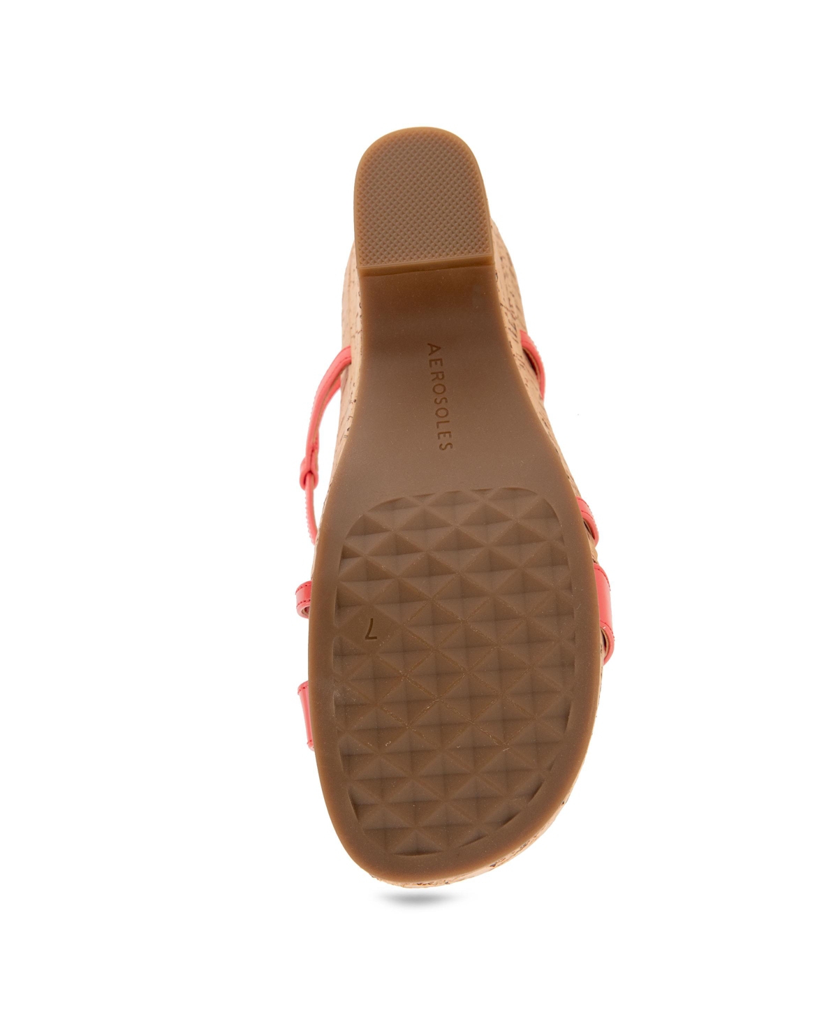 Shop Aerosoles Women's Miles Round Toe Wedge Sandals In Coral Patent Faux Leather,cork
