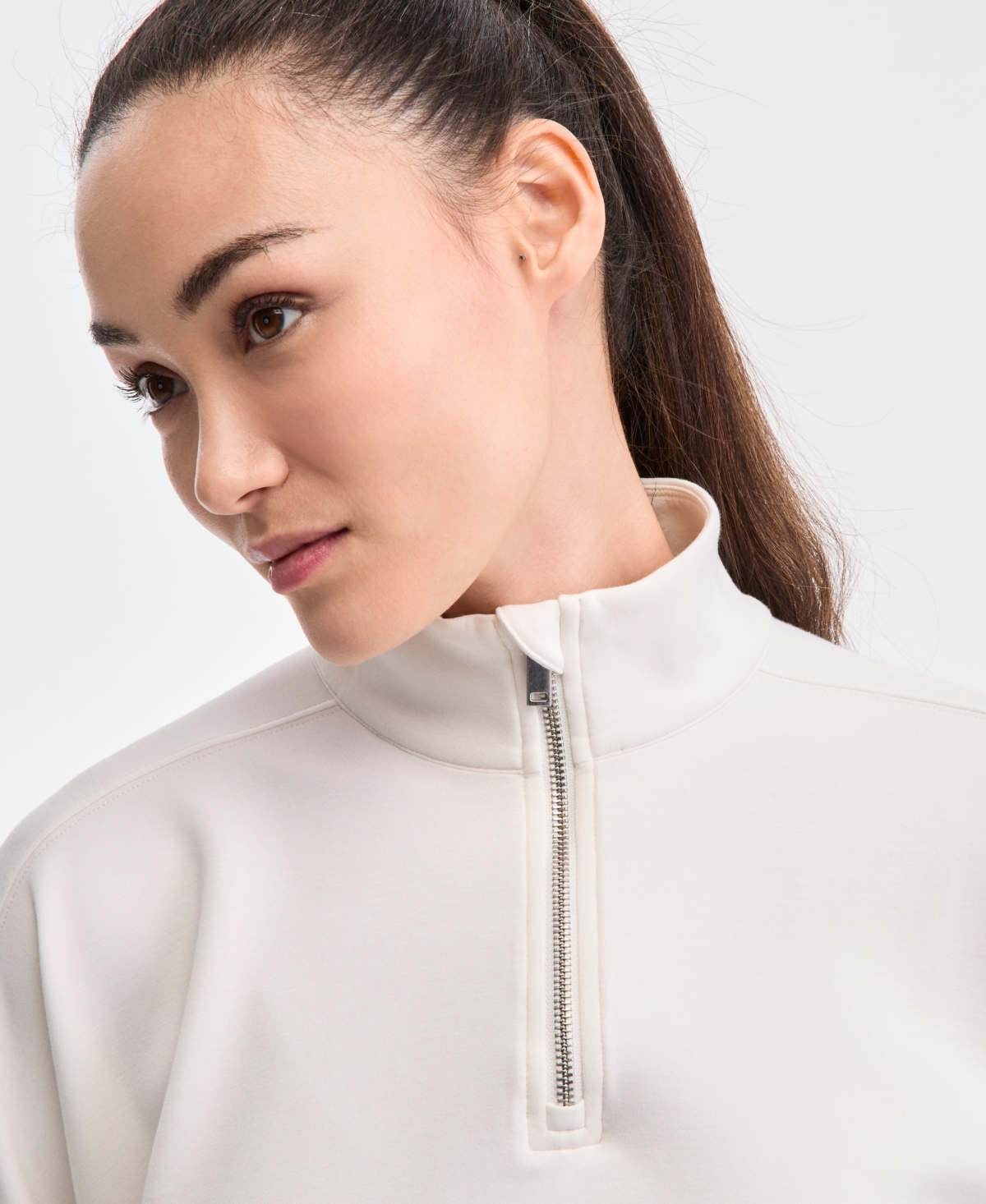 Id Ideology Women's Relaxed Lightweight Quarter-zip Top, Exclusively At Macy's In Tofu