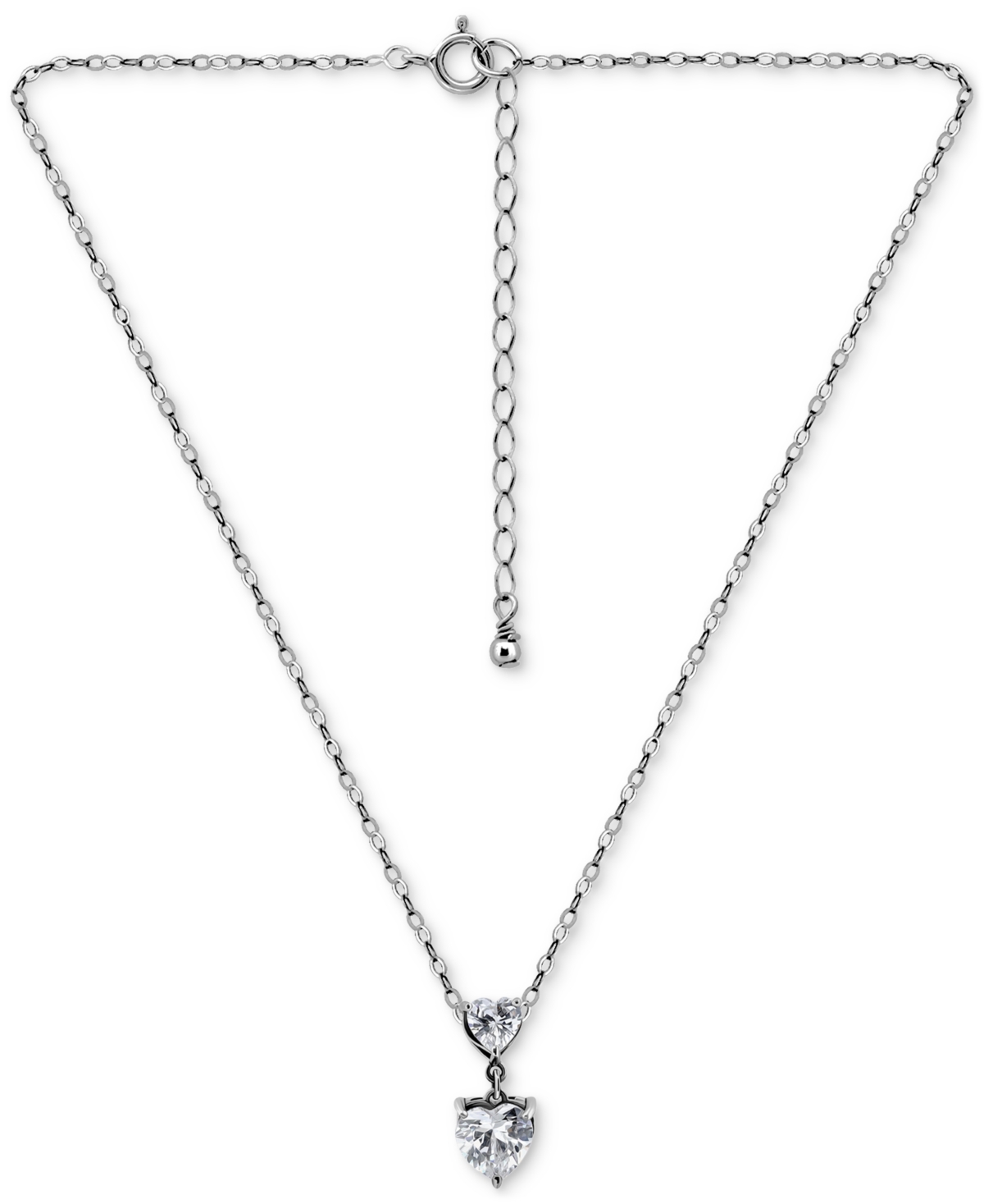 GIANI BERNINI CUBIC ZIRCONIA DOUBLE HEART PENDANT NECKLACE, 16" + 2" EXTENDER, EXCLUSIVELY AT MACY'S 