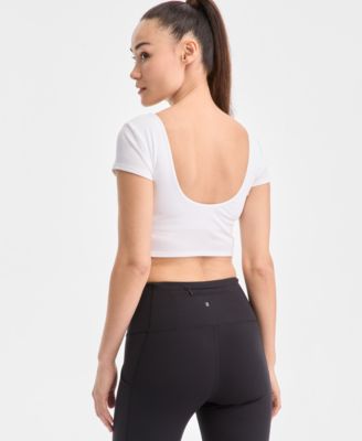 Ideology Women's Soft Rib Short-Sleeve Crop Top, Exclusively at Macy's