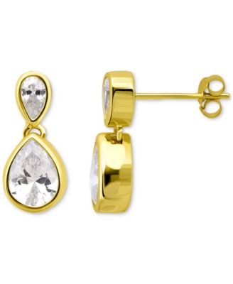 Cubic Zirconia Mixed Cut Bezel Frame Drop Earrings, Exclusively at Macy's