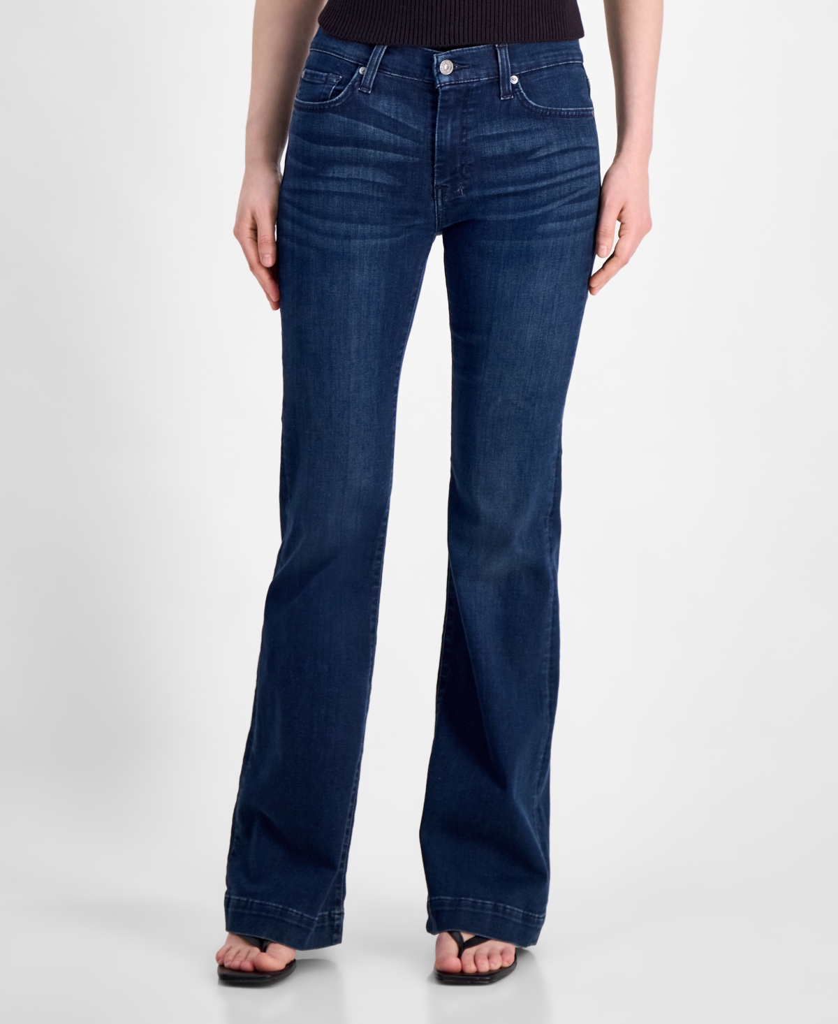 7 For All Mankind Women's Dojo Tailorless Flare-leg Jeans In Blue