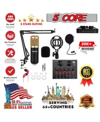 Recording Microphone Podcast Bundle • Professional Condenser Cardioid Mic Kit • w Boom Arm RM 8 BG