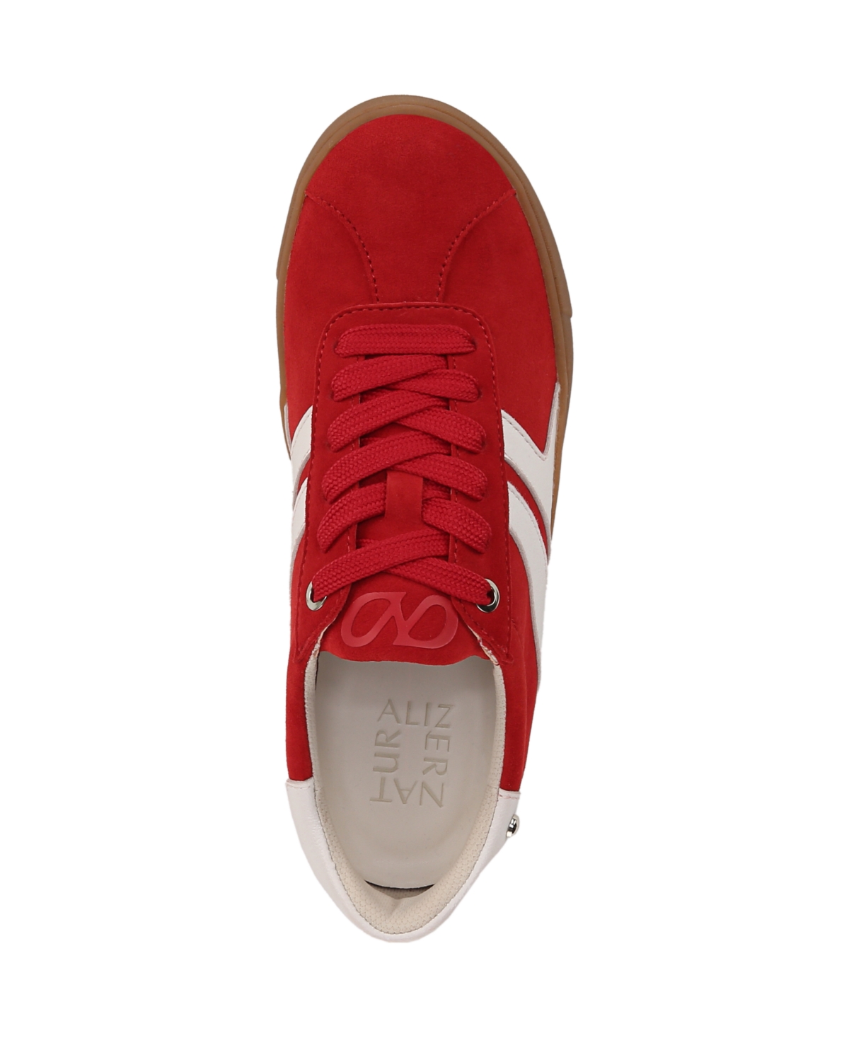 Naturalizer Women's Medina Round Toe Lace Up Sneakers In Crimson Red,white Suede,leather