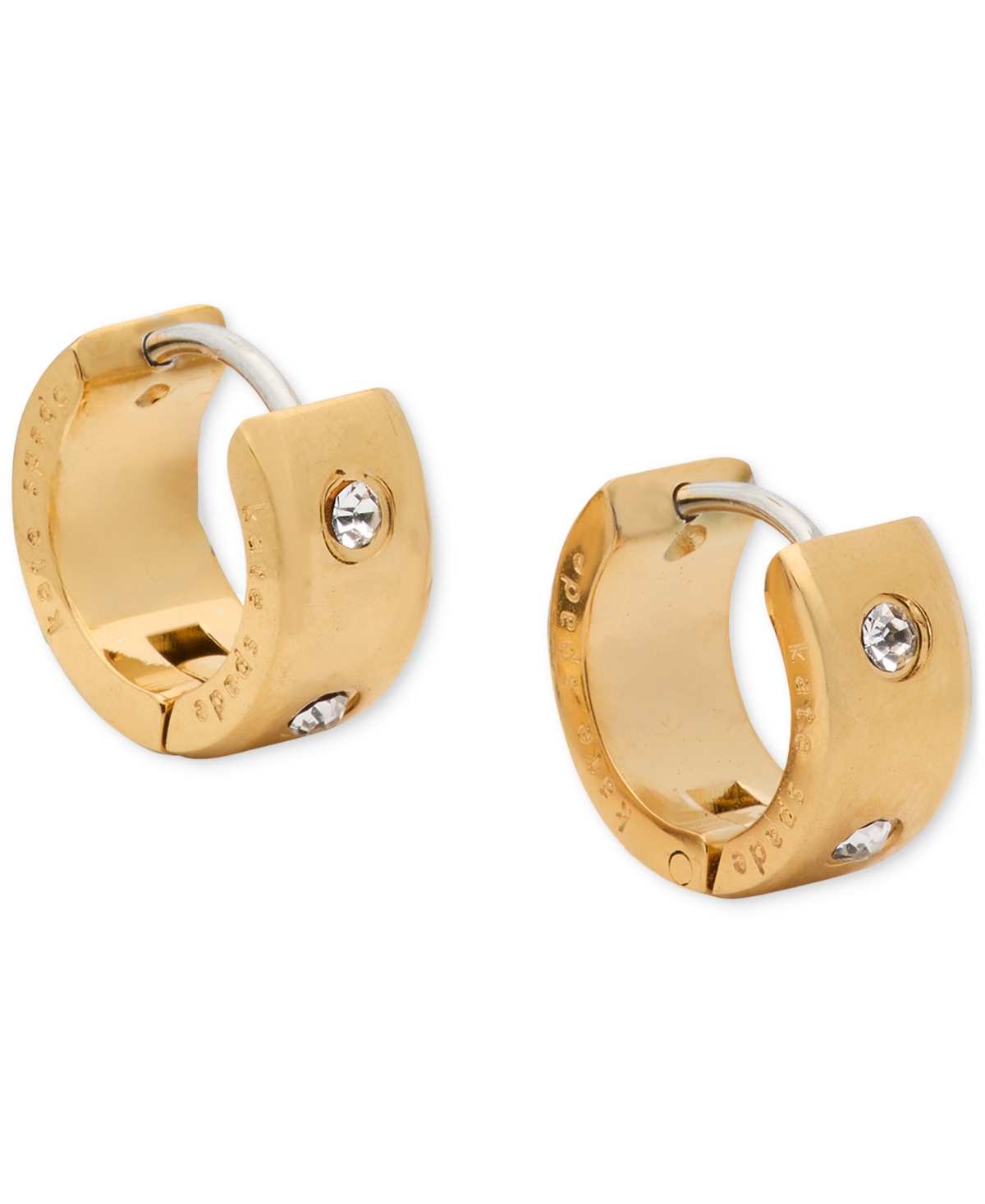 Kate Spade New York Small Pave Chunky Huggie Hoop Earrings, 0.5" - Gold Clear