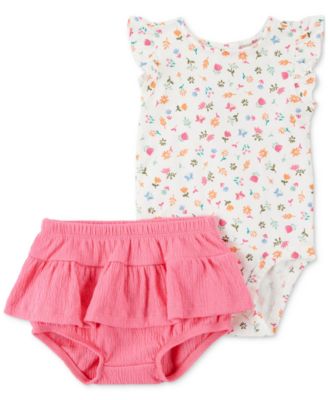 Carter's - Baby Girls Floral-Print Bodysuit & Diaper-Cover Skort, 2 Piece Set
