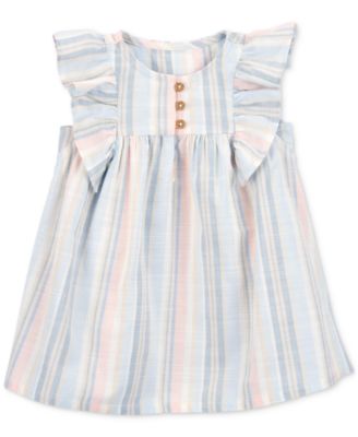 Carter's - Baby Girls Striped Flutter-Sleeve Dress