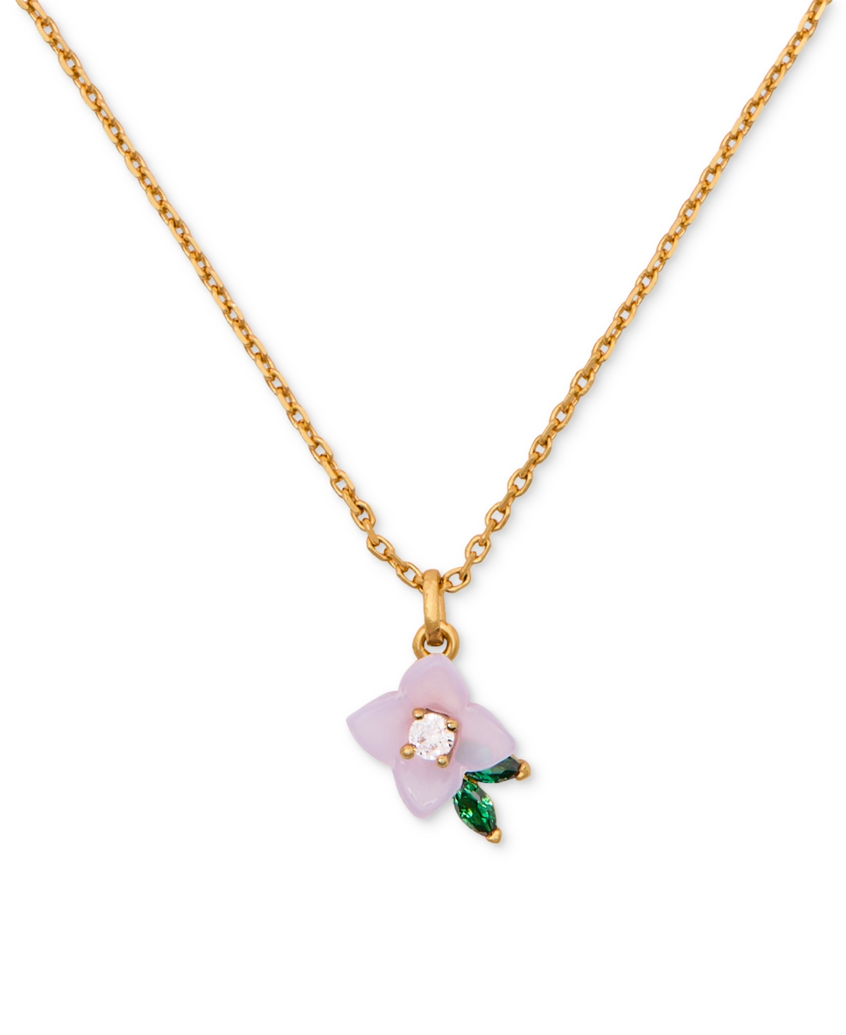 Shop Kate Spade Gold-tone Cubic Zirconia Flower Pendant Necklace, 16" + 3" Extender In Blue,multi