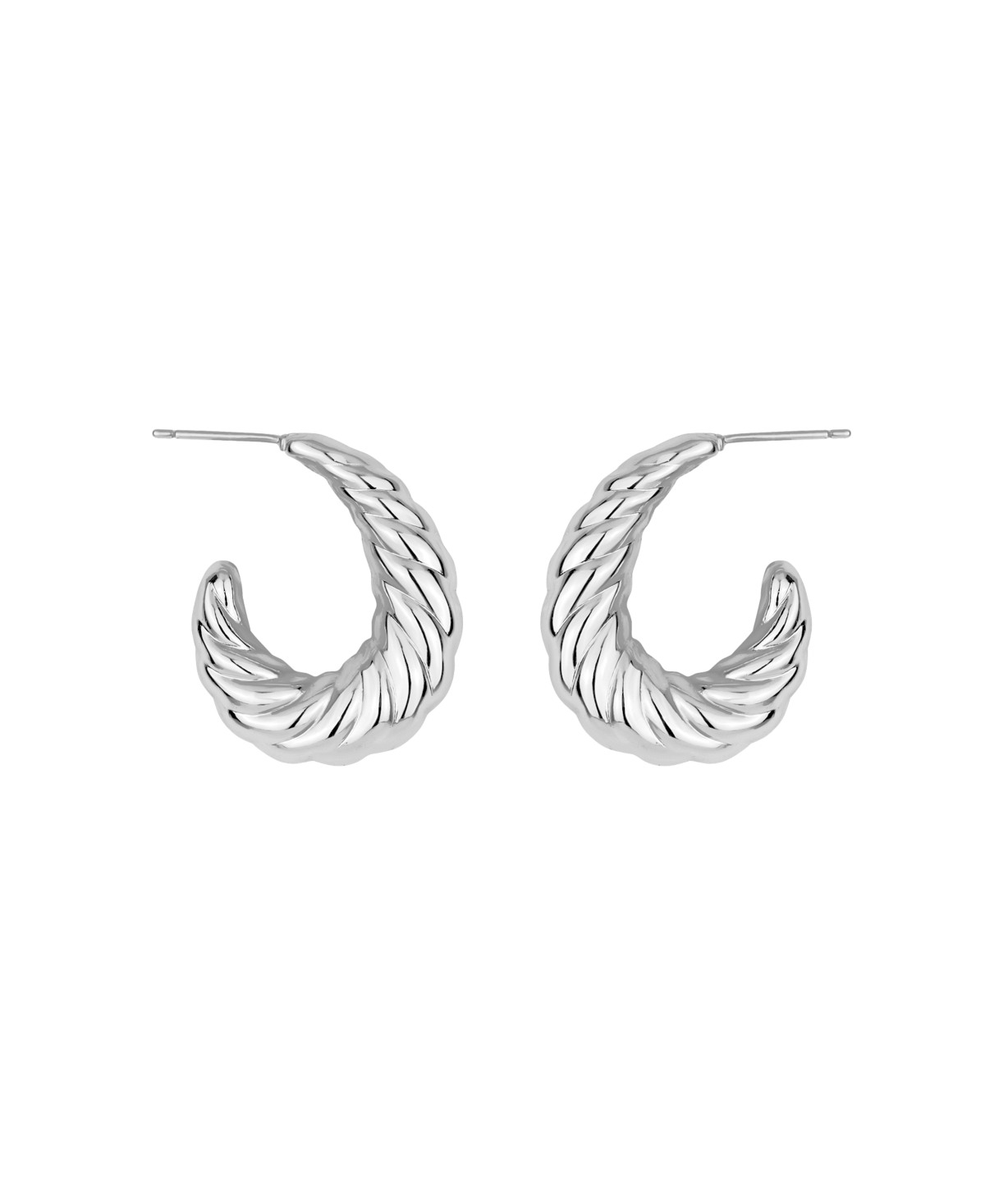 And Now This Silver And Gold Twisted Puff J Hoop Earrings In Silver