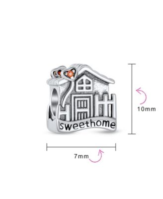 Sweet Home Flower Heart Charm Bead in Sterling Silver