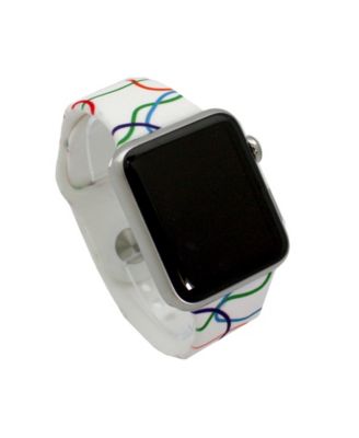 White & Colorful Stripes Printed Silicone Apple Watch Band
