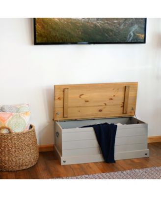 Indoor Trunk with Handles - Solid Pine Construction - Gray - 39.5" W