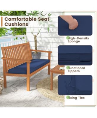 4 Piece Patio Wood Furniture Set Acacia Wood Sofa Set with Loveseat