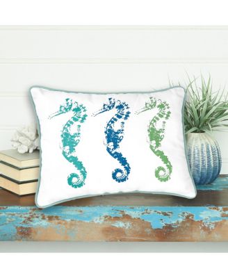 3 Seahorses Printed Accent Pillow, 12" x 16"