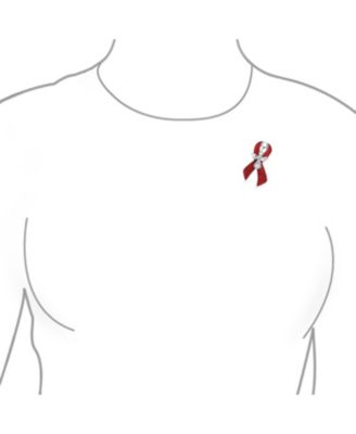 Guardian Angel Cancer Awareness Ribbon Brooch Pin - Crystal Enamel Support Symbol