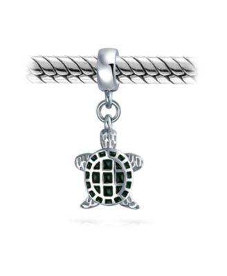 Nautical Green Turtle Dangle Charm Bead Sterling Silver European Bracelet