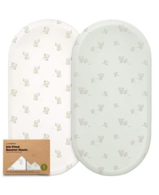 Bassinet Sheet for Baby Girls, Boys, 2-Pack Isla Fitted Bassinet Sheets, Bassinet Mattress Sheets